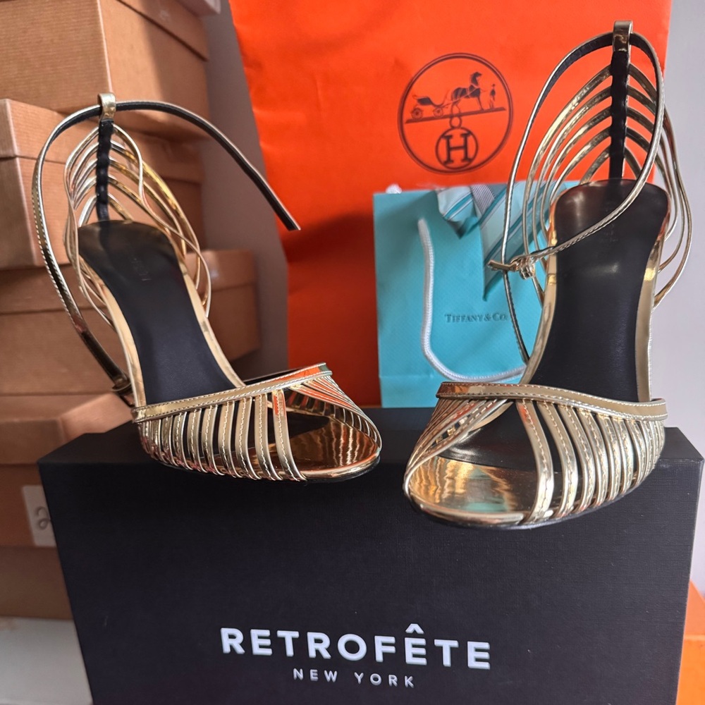 Gold Strappy Women's Heels